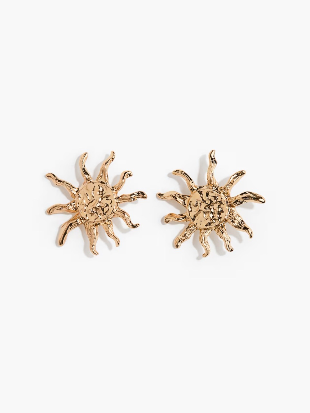 Gold Sun Statement Stud Earrings